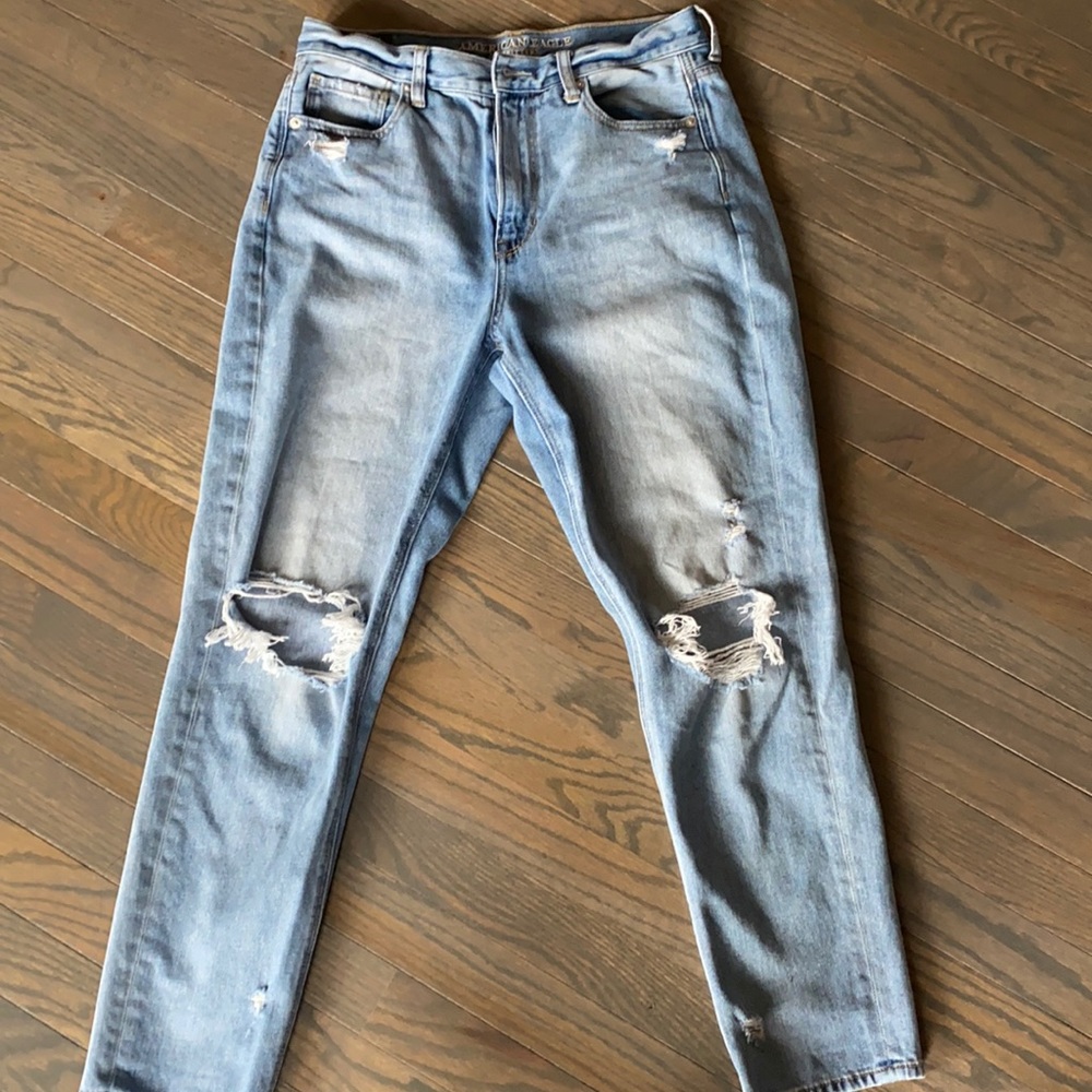 American Eagle Distressed High-Rise Mom Jeans